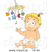 October 2nd, 2012: Vector Clipart of a Happy Cartoon Baby Girl Playing with Her Music Toy by BNP Design Studio