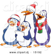 October 16th, 2012: Vector Clipart of a Happy Cartoon Penguins Singing Christmas Carols by Yayayoyo