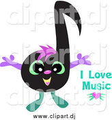 Vector Clipart of a Happy Music Note and Text by