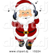 October 1st, 2012: Vector Clipart of a Jolly Cartoon Santa Claus Listing to Christmas Music with His Headphones by BNP Design Studio