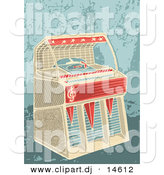 August 19th, 2012: Vector Clipart of a Jukebox on a Grunge Green Background - Retro Style by Any Vector