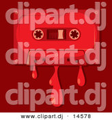 August 19th, 2012: Vector Clipart of a Love Song Cassette Tape Bleeding over Red Background by Any Vector
