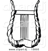 Vector Clipart of a Lyre Instrument - Black and White Vintage Design #3 by Prawny Vintage