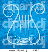 August 19th, 2012: Vector Clipart of a Lyre Symbol over Grunge Blue Background by Any Vector
