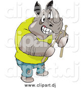 May 18th, 2014: Vector Clipart of a Musician Rhino Carrying Drumsticks by Dennis Holmes Designs