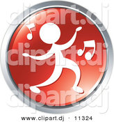 Vector Clipart of a Person Dancing to Music - Red Website Button Icon by