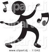Vector Clipart of a Person Dancing with Music Notes - Silhouette by