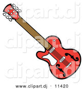 Vector Clipart of a Red Guitar Instrument by Andy Nortnik