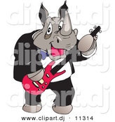 October 4th, 2012: Vector Clipart of a Rhino Playing an Electric Guitar by Dennis Holmes Designs