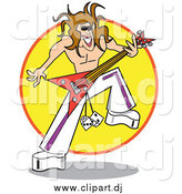 Vector Clipart of a Rock and Roll Star Playing a Guitar by Andy Nortnik
