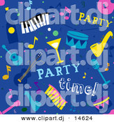September 24th, 2012: Vector Clipart of a Seamless Blue Music Themed Party Background by BNP Design Studio