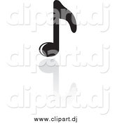 Vector Clipart of a Shiny Black Music Note and Shadow by Rosie Piter