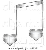 August 20th, 2012: Vector Clipart of a Silver Love Heart Music Note by Andrei Marincas