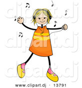 September 6th, 2012: Vector Clipart of a Stick Girl Listening to Music and Dancing by BNP Design Studio