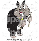 October 4th, 2012: Vector Clipart of a Strong Cartoon Rhino Wearing a Tuxedo While Holding Drumsticks by Dennis Holmes Designs