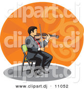 October 10th, 2012: Vector Clipart of a Violinist Sitting on a Chair While Playing a Violin by David Rey