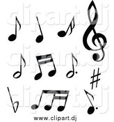 March 21st, 2015: Vector Clipart of Black and White Musical Notes and Symbols by TA Images