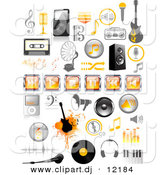 August 20th, 2012: Vector Clipart of Orange and Black Music Icons - Digital Collage by