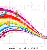 September 9th, 2012: Vector Clipart of Rainbow Waves with Music Notes by BNP Design Studio