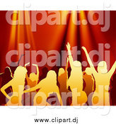July 21st, 2015: Vector Clipart of Silhouetted Women Dancing over Red Lights by Dero