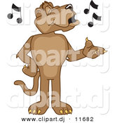 August 22nd, 2012: Vector of a Cartoon Cougar Singing by Mascot Junction