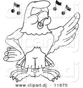 August 22nd, 2012: Vector of a Cartoon Falcon Singing - Coloring Page Outline by Mascot Junction