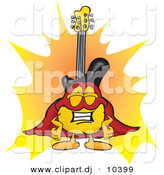 August 22nd, 2012: Vector of a Cartoon Guitar Dressed As a Super Hero by Mascot Junction