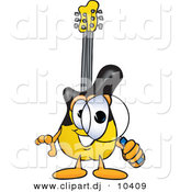 Vector of a Cartoon Guitar Looking Through a Magnifying Glass by Mascot Junction