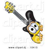 August 22nd, 2012: Vector of a Cartoon Guitar Peeking Around a Corner by Mascot Junction