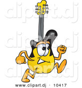 Vector of a Cartoon Guitar Running by Mascot Junction