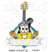 August 22nd, 2012: Vector of a Cartoon Guitar with a Blank Label Banner by Mascot Junction