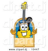 August 22nd, 2012: Vector of a Cartoon Guitar with a Blank Tan Label by Mascot Junction