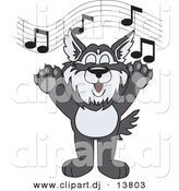 Vector of a Cartoon Husky School Singing by Mascot Junction