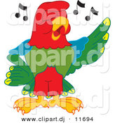 August 22nd, 2012: Vector of a Cartoon Macaw Parrot Singing by Mascot Junction