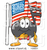 August 22nd, 2012: Vector of a Cartoon Music Note Pledging Allegiance to an American Flag by Mascot Junction