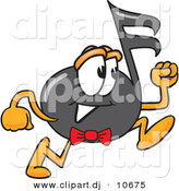 August 22nd, 2012: Vector of a Cartoon Music Note Running by Mascot Junction