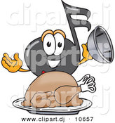 August 22nd, 2012: Vector of a Cartoon Music Note Serving a Thanksgiving Turkey on a Platter by Mascot Junction