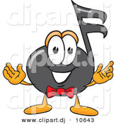 August 22nd, 2012: Vector of a Cartoon Music Note with Welcoming Open Arms by Mascot Junction