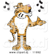 Vector of a Cartoon Tiger School Singing by Mascot Junction