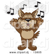 August 22nd, 2012: Vector of a Cartoon Wolf School Singing by Mascot Junction
