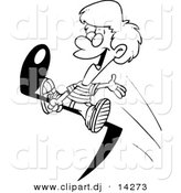 August 23rd, 2012: Vector of Cartoon Boy Riding a Music Note - Coloring Page Outline by Toonaday