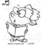 August 23rd, 2012: Vector of Cartoon Boy Singing in Choir - Coloring Page Outline by Toonaday