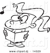 August 23rd, 2012: Vector of Cartoon Choir Girl Singing - Coloring Page Outline by Toonaday