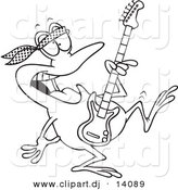 August 23rd, 2012: Vector of Cartoon Dancing Guitarist Frog - Coloring Page Outline by Toonaday