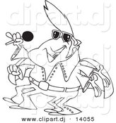 August 23rd, 2012: Vector of Cartoon Elvis Impersonator Alien Singing - Coloring Page Outline by Toonaday