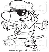 August 23rd, 2012: Vector of Cartoon Elvis Impersonator Dog Dancing - Coloring Page Outline by Toonaday
