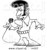 August 23rd, 2012: Vector of Cartoon Elvis Impersonator Singing - Coloring Page Outline by Toonaday
