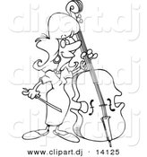Vector of Cartoon Female Bass Player - Coloring Page Outline by Toonaday