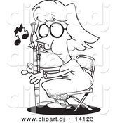 Vector of Cartoon Female Bassoon Player - Coloring Page Outline by Toonaday