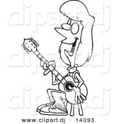 August 23rd, 2012: Vector of Cartoon Female Guitarist Sitting on a Stool - Coloring Page Outline by Toonaday
